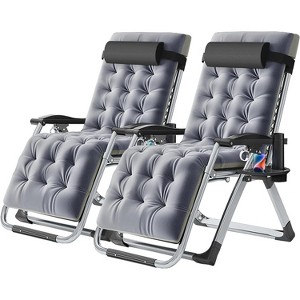 Docred Zero Gravity Chair with Cushion, Cup Holder & Headrest for Lawn, Patio & Pool – Standard & Oversized, Single & 2-Pack Options - 1 of 4