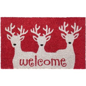 RugSmith White Machine Tufted Reindeer Welcome Doormat - 1 of 4