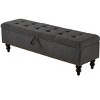 Vynxaria59" Bed Bench with Storage Grey Fabric - 2 of 4