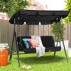 COWLOWN Black 3 Seat Patio Glider Porch Bench Swing with Removable Cushion and Adjustable Shade, Ideal for Garden, Poolside and Backyard - 2 of 4