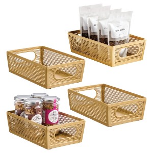 Perforated Metal Storage Bin with Handles - 1 of 4