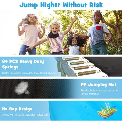 8x14 FT Blue Rectangular Trampoline with Safety Enclosure