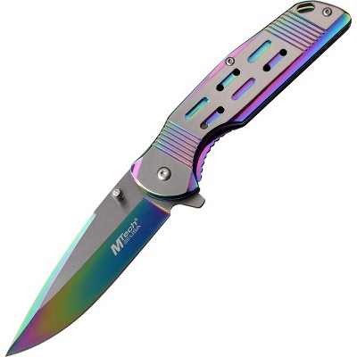 Mtech Usa Linerlock Spring Assisted Folding Knife, Rainbow Flame, Mt-a822rb  : Target