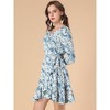 Allegra K Women's 3/4 Sleeves V Neck Ruffle Hem Floral Dress - 4 of 4