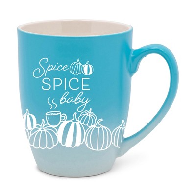 Elanze Designs Spice Spice Baby Two Toned Ombre Matte Teal and White 12 ounce Ceramic Stoneware Coffee Cup Mug