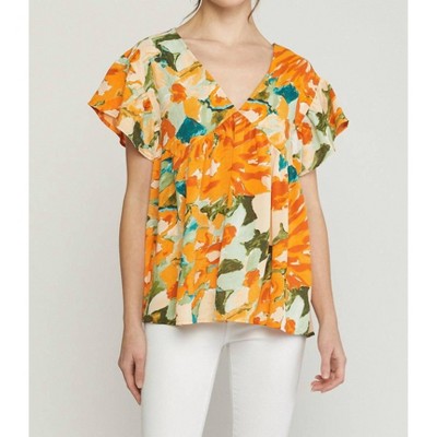 Women's Printed Babydoll Top - entro