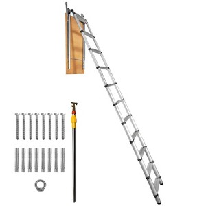VEVOR Attic Ladder Telescoping, 350-pound Capacity, 39.37" x 23.6", Multi-Purpose Aluminium Extension, Fits 9.8'-10.5' Ceiling Heights, Silver - 1 of 4