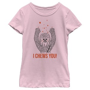 Girl's Star Wars Chewbacca I Chews You T-Shirt - 1 of 4