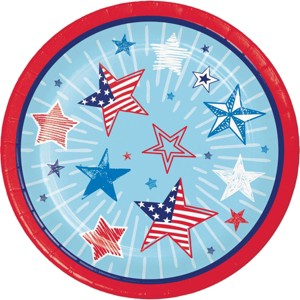 Creative Converting 7" Patriotic Party Dessert Paper Plates 24ct - 1 of 3