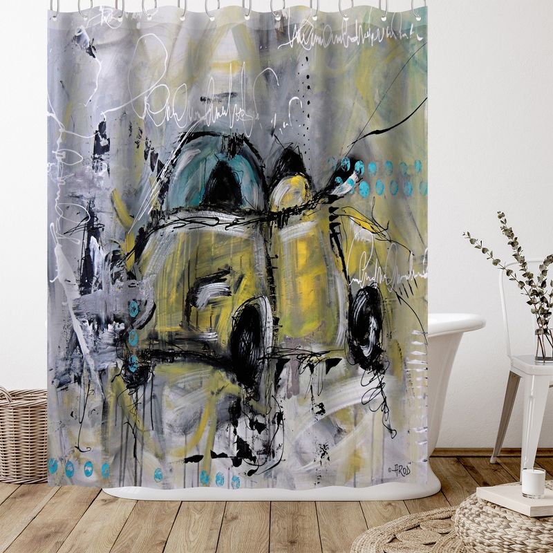 Americanflat 71" x 74" Shower Curtain, Car Yellow by Annie Rodrigue, 5 of 9