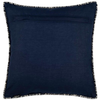 Navy and White Patchwork Jute Wool Cotton Pillow Set