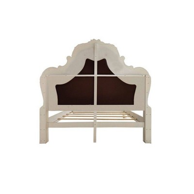 Dresden King Bed with Antique White Finish and Carvings