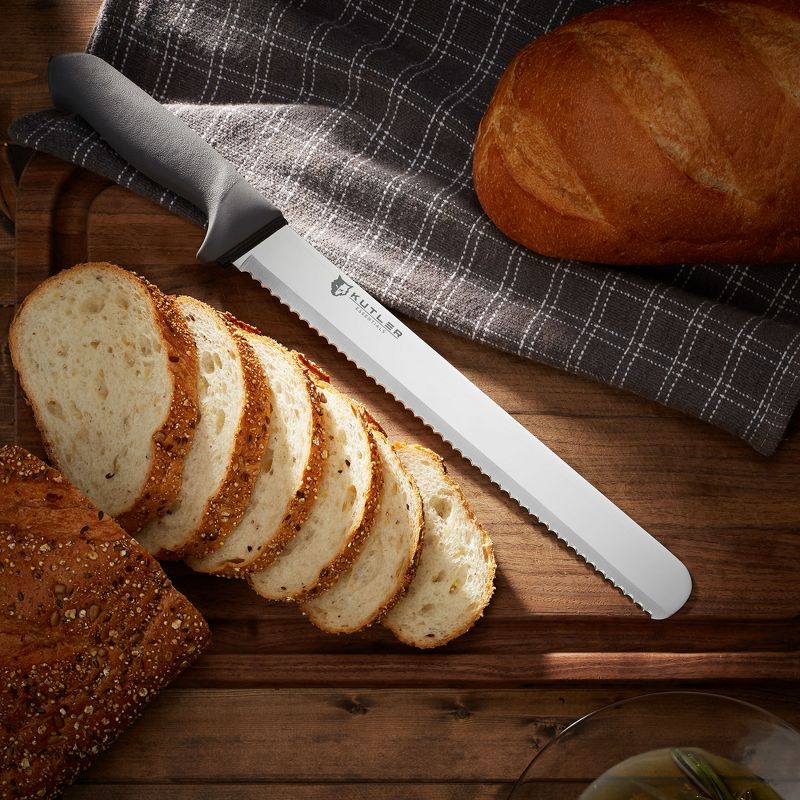 KUTLER Professional Stainless Steel Bread Knife and Cake Slicer with Ultra-Sharp Serrated Blade, 2 of 8