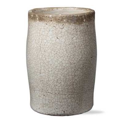 tagltd White Crackle Glazed Rustic Vase Tall Terra Cotta, 5.75L x 5.75W x 8.25H inches