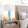 ROTTOGOON 25" Table Lamps Blue Green Glass USB Ports Art Deco 3-Way Touch Dimmable White Shade LED Bulbs Included 2-Pack - 4 of 4