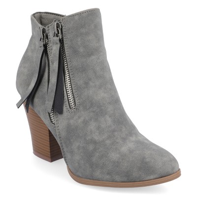 Journee Collection Womens Vally Inside Zip Stacked Heel Booties Grey 11 ...