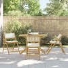vidaXL 4 Piece Folding Bistro Chairs - Cream White Cushions - Bamboo Patio/Indoor/Outdoor Seating - 2 of 4