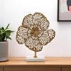 HomeRoots 18" Antiqued Gold And White Aluminum And Marble Flowers Abstract Tabletop Sculpture - 2 of 4