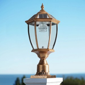 20" Golden Solar Powered LED Outdoor Lantern ¨C Vintage Garden Light for Paths and Patios (1-Pack) - 1 of 4