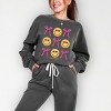 Simply Sage Market S.W.Smiley Bows and Smiley Coquette Chart Lightweight Garment Dyed Sweatshirt - 2 of 4