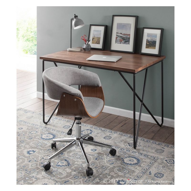 Vintage Mod Mid Century Modern Office Chair Walnut/Gray - Lumisource, 3 of 11