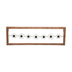 38 x 12 inch Rustic White Flower On A Wire Wood And Metal Wall Décor - Foreside Home & Garden - 1 of 4