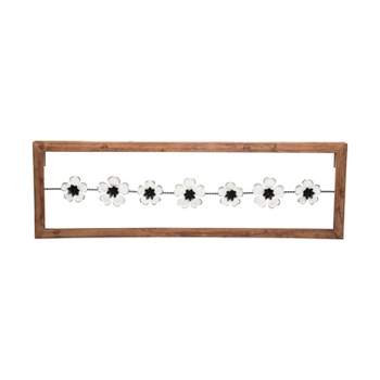 38 x 12 inch Rustic White Flower On A Wire Wood And Metal Wall Décor - Foreside Home & Garden