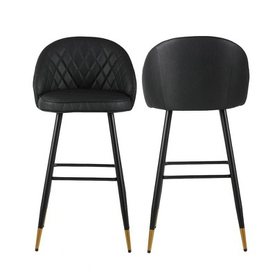 New Classic Furniture,Oliver Vegan Leather Bar Chair in Black (Set of 2)