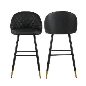New Classic Furniture,Oliver Vegan Leather Bar Chair in Black (Set of 2) - 1 of 4