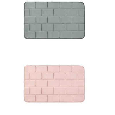 Unique Bargains Memory Foam Absorbent Non-Slip Dry Fast Bath Mats for Bathroom Floor 2 Pcs