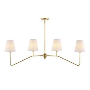 JONATHAN Y Signe 47.5" 4-Light Classic Minimalist Iron Linear LED Pendant Gold Painting: ETL Listed, Adjustable Height - 1 of 4