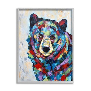 Stupell Industries Geometric Hued Abstract Bear Framed Giclee Art - 1 of 4