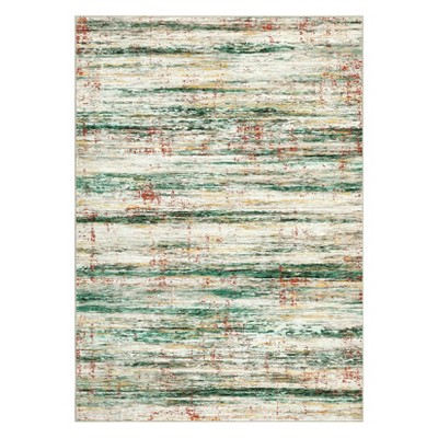 Washable Modern Striped  Abstract Rug Non Slip Low Pile Rug Soft Contemporary Throw Floor Cover Foldable Indoor Carpet for Living Room Bedroom