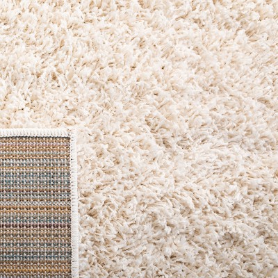 Ivory Elegance 47" Round Plush Synthetic Shag Rug
