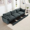 3 Seater Chenille Sofa with Storage Drawers, Deep Seat Crescent Sofa for Living Room, Large Storage Sofa with Pull-Out Drawers-Koiai - 3 of 4
