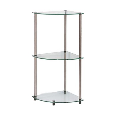 31.5" Classic Glass 3 Tier Corner Shelf Clear Glass - Breighton Home