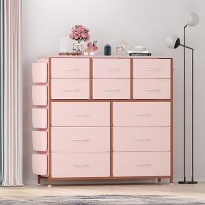 Whizmax 12 Dresser Drawer for Bedroom, Chest of Drawers, Wide Fabric Storage Drawer with Wood Tabletop for Kids Room, Closet, Hallway, Entryway - 1 of 4