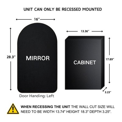 Brushed Gold Arched Metal Framed Recessed Medicine Cabinet with Mirror