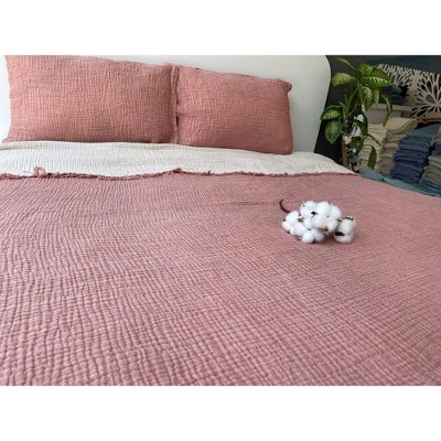 Sussex Home Muslin Blanket 4 Layers, Soft Bedspread, 100% Turkish Cotton Muslin Bed Cover, Reversible Coverlet, Brick, 91x95, Queen Size — фото 3