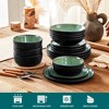 vancasso 16-Piece Black Exterior Green Kiln-Glazed Ceramic Set - Complete 4-Person Dinnerware - 3 of 4