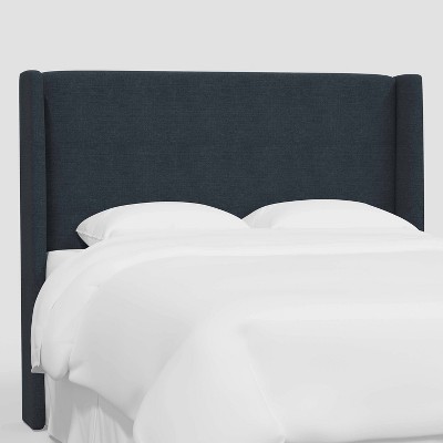 Full Antwerp Wingback Headboard in Linen Navy - Threshold™: Pine Frame, Box Spring Mount, 55" Height