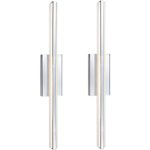 Possini Euro Design Modern Wall Lights Set of 2 Chrome Hardwired 4 1/2" LED Fixture White Glass Shade for Bedroom Bathroom Vanity - 1 of 4