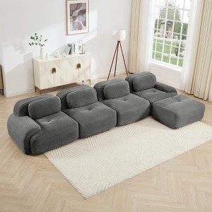 Oversized Corduroy Modular L/U-Shaped Cloud Sectional Sofa with Ottomans, Free combination, Pet-Friendly, No Assembly Required - 1 of 4