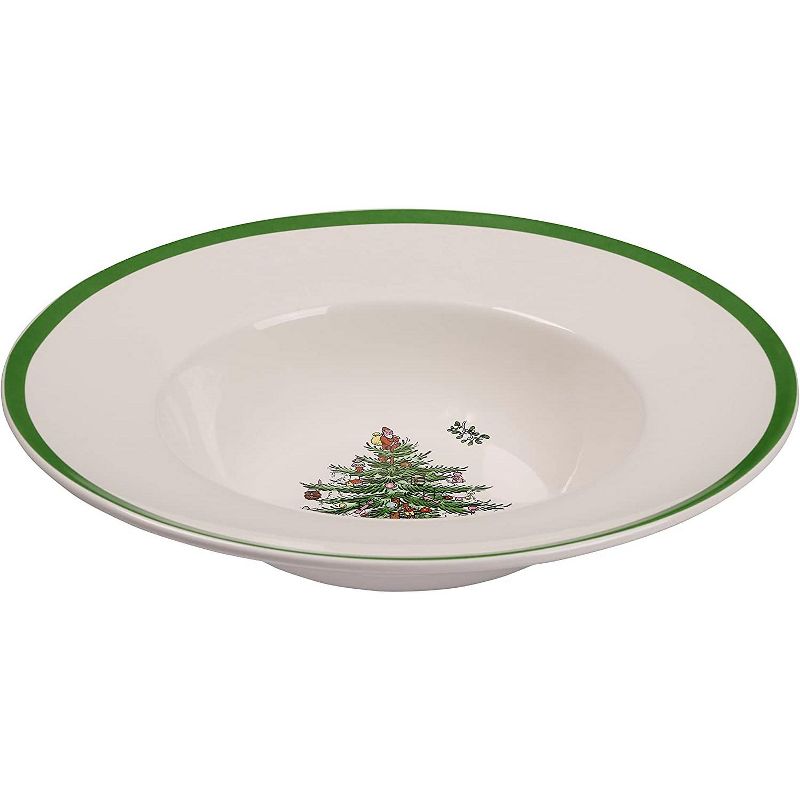 Spode Christmas Tree Pasta Bowl, Set of 4 Rimmed Plate for Serving Salad, Spaghetti, and Soup, 10-Inch, Made of Porcelain, 2 of 8