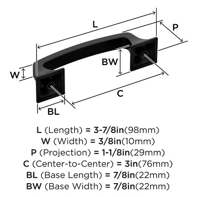Matte Black 3-Inch Traditional Cabinet Handle Pull
