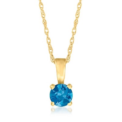 Pure Collection by Ross-Simons 0.26 Carat London Blue Topaz Pendant Necklace in 14kt Yellow Gold