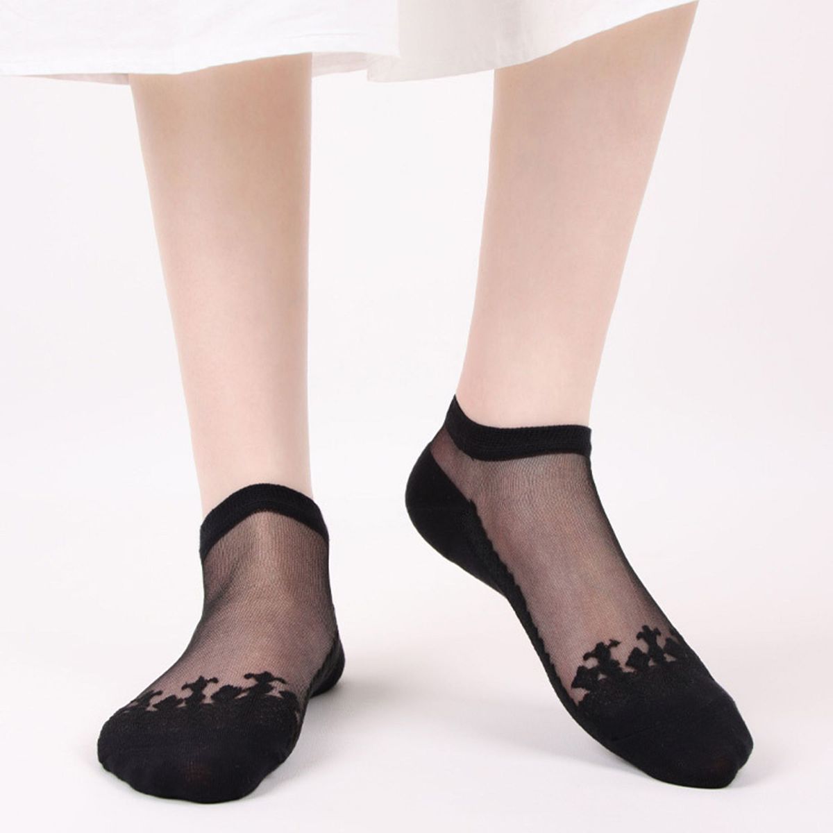 Anna-Kaci 6 Pairs Women's Sheer Mesh Ankle Socks with Soft Knit Sole and Delicate Lace Trim Lightweight Breathable Low-Cut Design - thumbnail 5