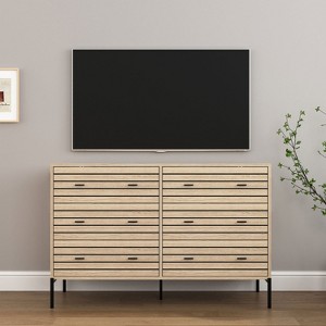 Hommoo 6 Drawer Double Dresser for Bedroom Natural - 1 of 4