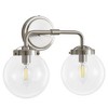 POWLIG 14.17-in 2-Light Nickel Bathroom Light Fixtures Over Mirror Vanity Lighting with Clear Glass Globe Shades - 2 of 4