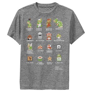 Boy's Nintendo Super Mario Bros Pixel Cast with Names Performance Tee - 1 of 3